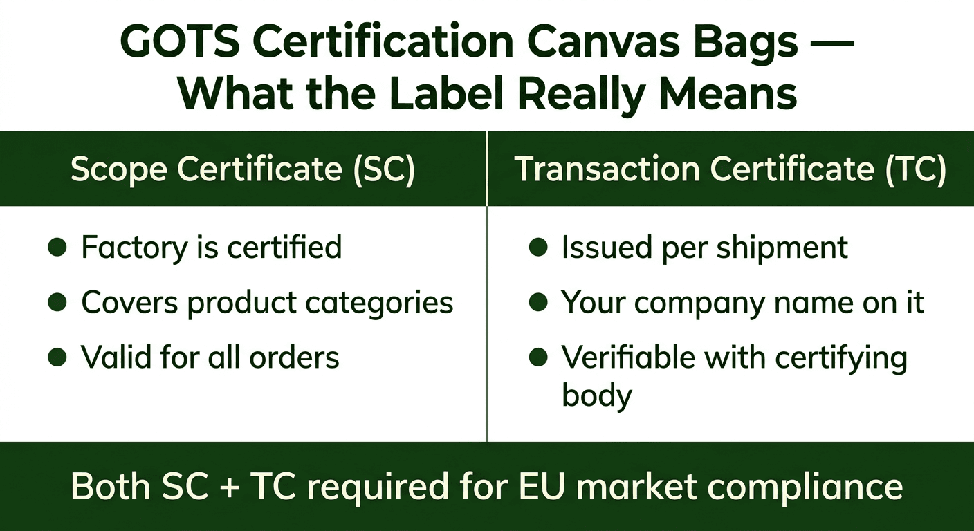 GOTS certification canvas bags