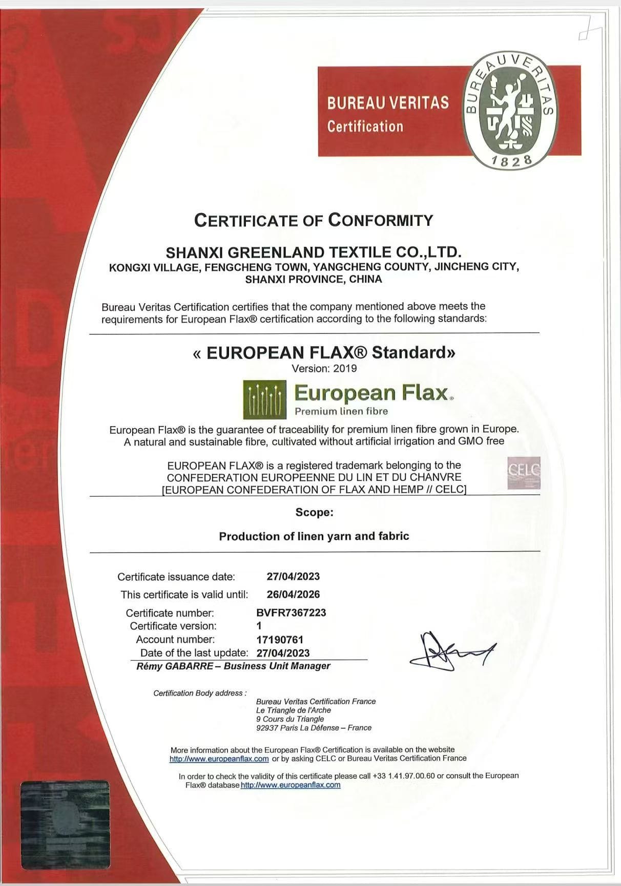 European Flax certified canvas fabric