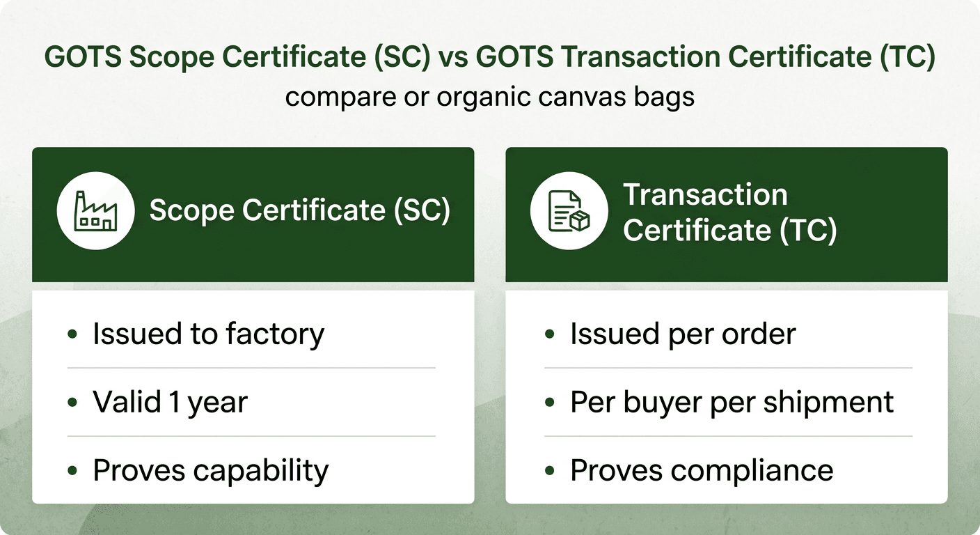 GOTS Transaction Certificate vs Scope Certificate