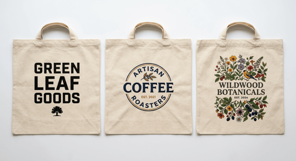 Screen print vs embroidery canvas bag branding comparison for custom organic tote bags